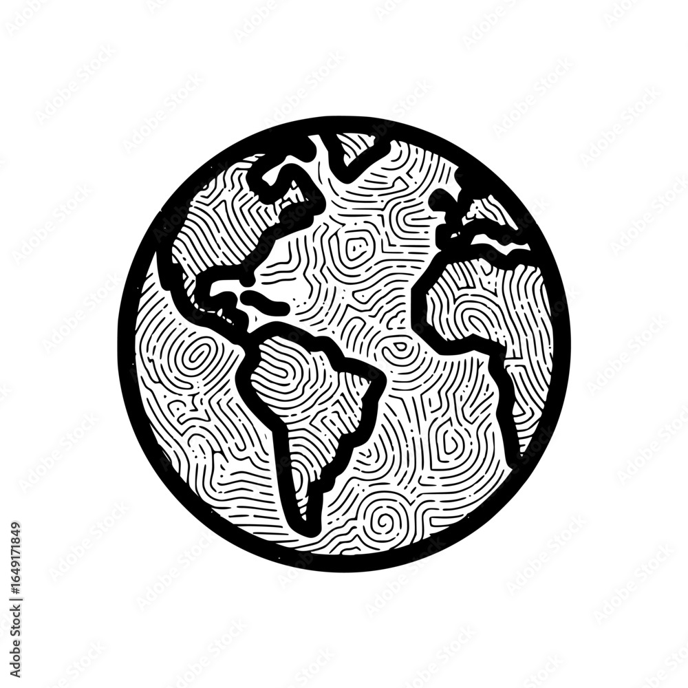 Poster unique artistic representation of earth using fingerprint patterns showcasing unity in diversity