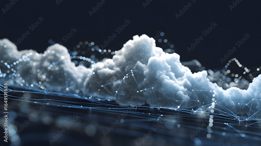 Poster cloud computing in digital network: a breathtaking image captures the essence of digital cloud compu