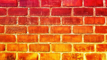 Obraz premium Brick old grunge stone wall orange texture background.