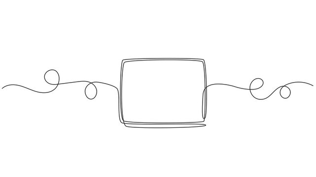 animated continuous single line drawing of rectangular frame, text box template for quote or message, line art animation