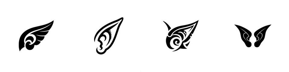 Intricate black wing designs showcasing cultural artistry and unique patterns in a minimalist style