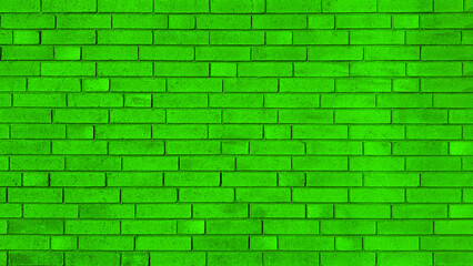 Fototapeta premium Vibrant green color new brick wall texture background.