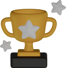 Golden Trophy Celebrating Achievement and Success With Shining Stars