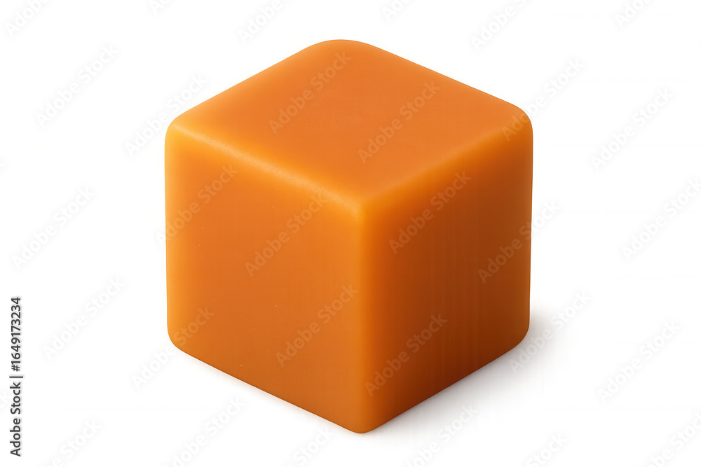 Poster rotating caramel candy cube isolated on transparent background, perfect for compositing and food-rel