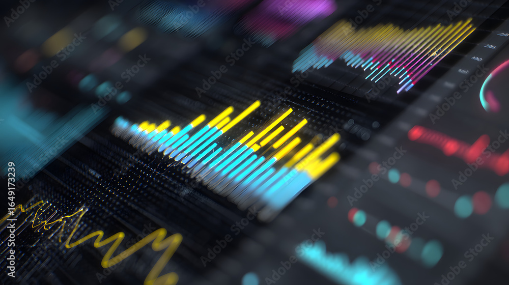 Poster visual data symphony: dynamic data visualizations showcase intricate patterns and insights, a visual