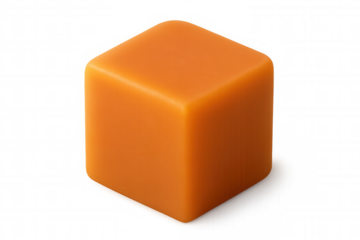 Rotating caramel candy cube isolated on transparent background, perfect for compositing and food-related projects