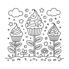 Snowy Winter Forest – Calm Nature Scene Vector for Coloring Pages, Coloring Pages for Kids & Adults, Easy, line art vector illustration