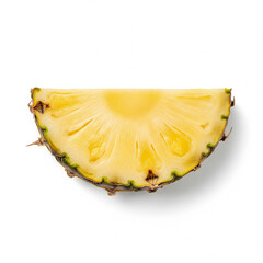 A pristine, juicy piece of pineapple, showcasing its vibrant golden-yellow flesh and distinctive texture copy
