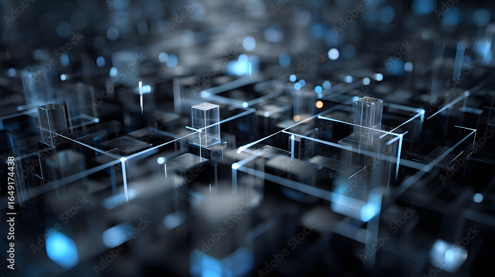 Poster abstract tech grid: a mesmerizing, close-up perspective of a futuristic tech grid, with interconnect