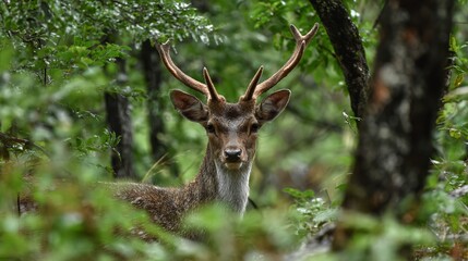 Obraz premium Majestic Wild Deer in Pristine Natural Habitat A Stunning Photographic Capture of Untamed Beauty