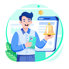 A flat style illustration representing get alerts