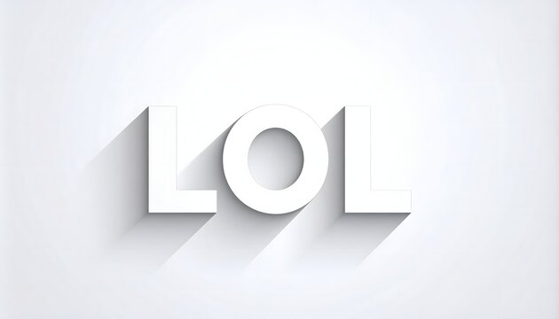 White LOL text with a long shadow effect on a white background.