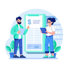 A flat style illustration representing split payment