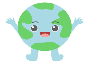 Cartoon earth with happy expression. Illustration of earth with happy face.