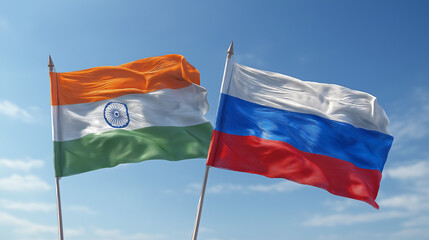 Diplomatic relations between india and russia international flags outdoor bright sky symbolic unity