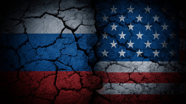 Tensions rise russia and usa conflict global landscape visual representation dark atmosphere political ideologies