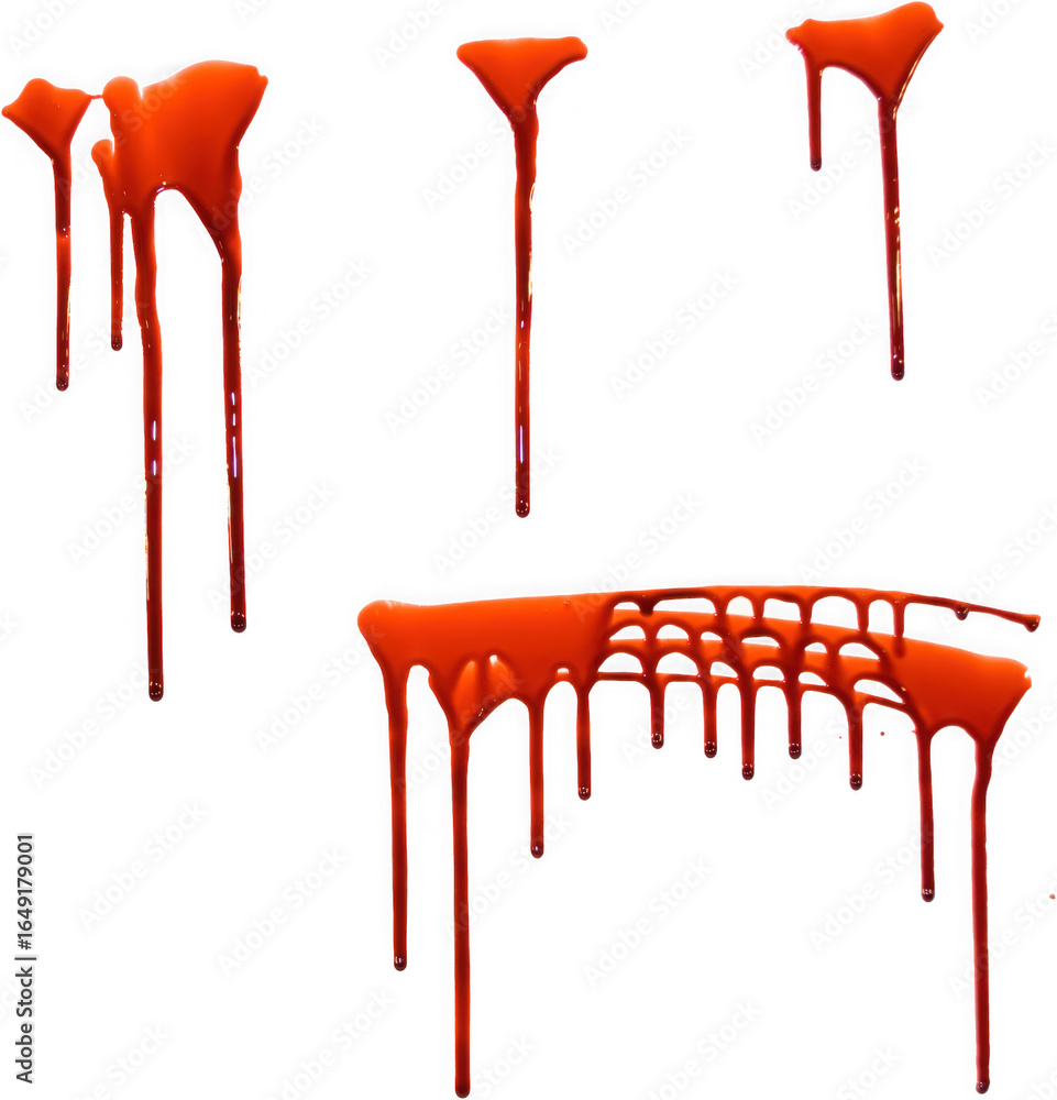 Poster vibrant red paint drips and splatters creating a dramatic and artistic effect isolated on transparen