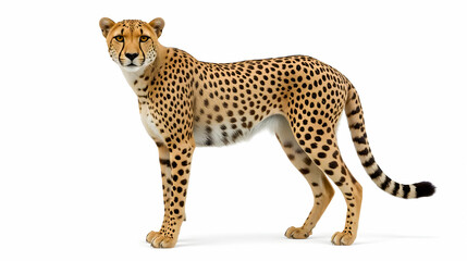 Cheetah Isolated on White Background &ndash; Fastest Land Animal Stock Photo