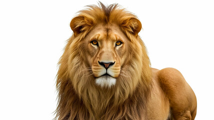 Obraz premium Lion Isolated on White Background – King of the Jungle Stock Photo