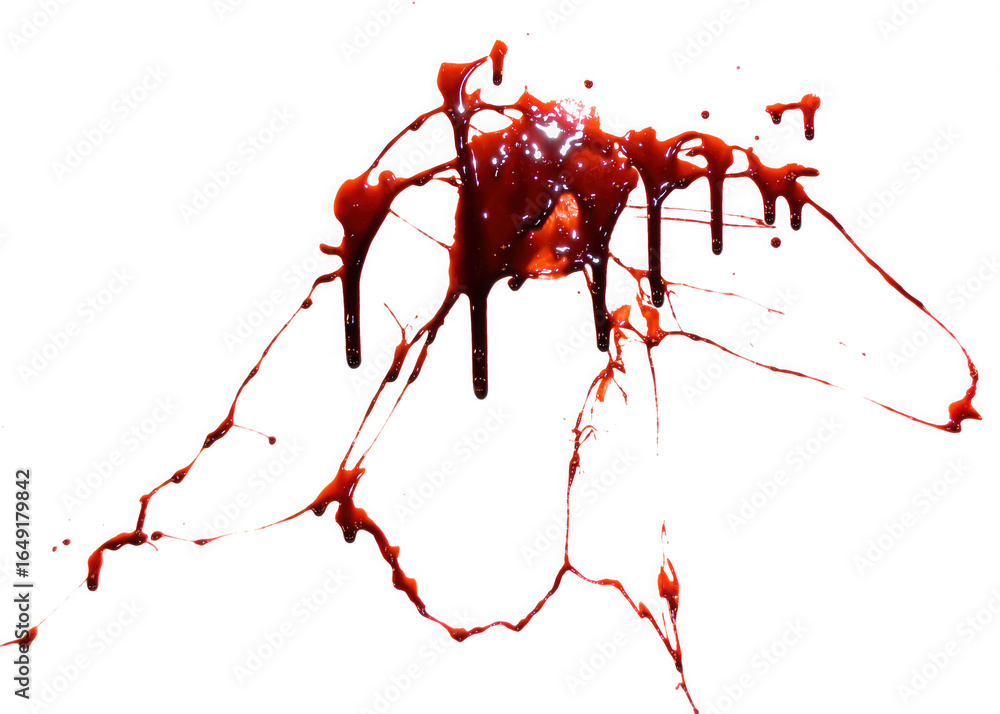 Poster abstract vibrant red liquid splash frozen in motion creating an organic ethereal shape isolated on t