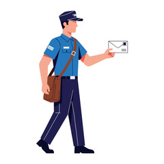 Reliable Delivery: A postman, the essence of dependability, strides with purpose, his form a testament to trustworthiness, as he carries a sealed envelope, a symbol of connections. 