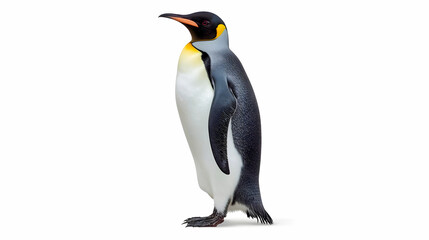 Fototapeta premium Emperor Penguin Isolated on White Background – Antarctic Wildlife Stock Photo