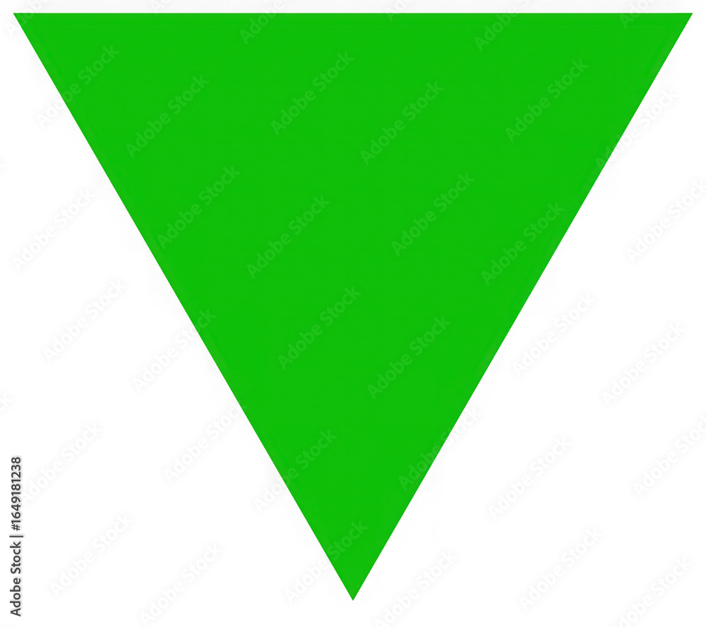 Poster bright green downward pointing triangle geometric shape isolated on transparent background for desig