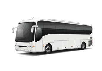 Sleek White Coach Bus with Tinted Windows.