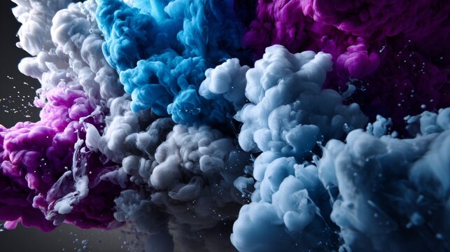 Colorful ink explosion in water photography for abstract visual product background creative advertising concept scene