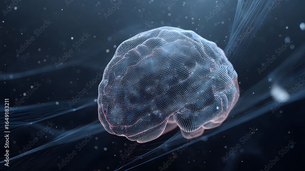 Poster brain's neurological universe: a stylized image presents a captivating view of the human brain. deli