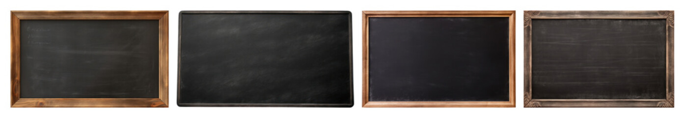 PNG Vintage wooden framed chalkboards, element set on transparent background