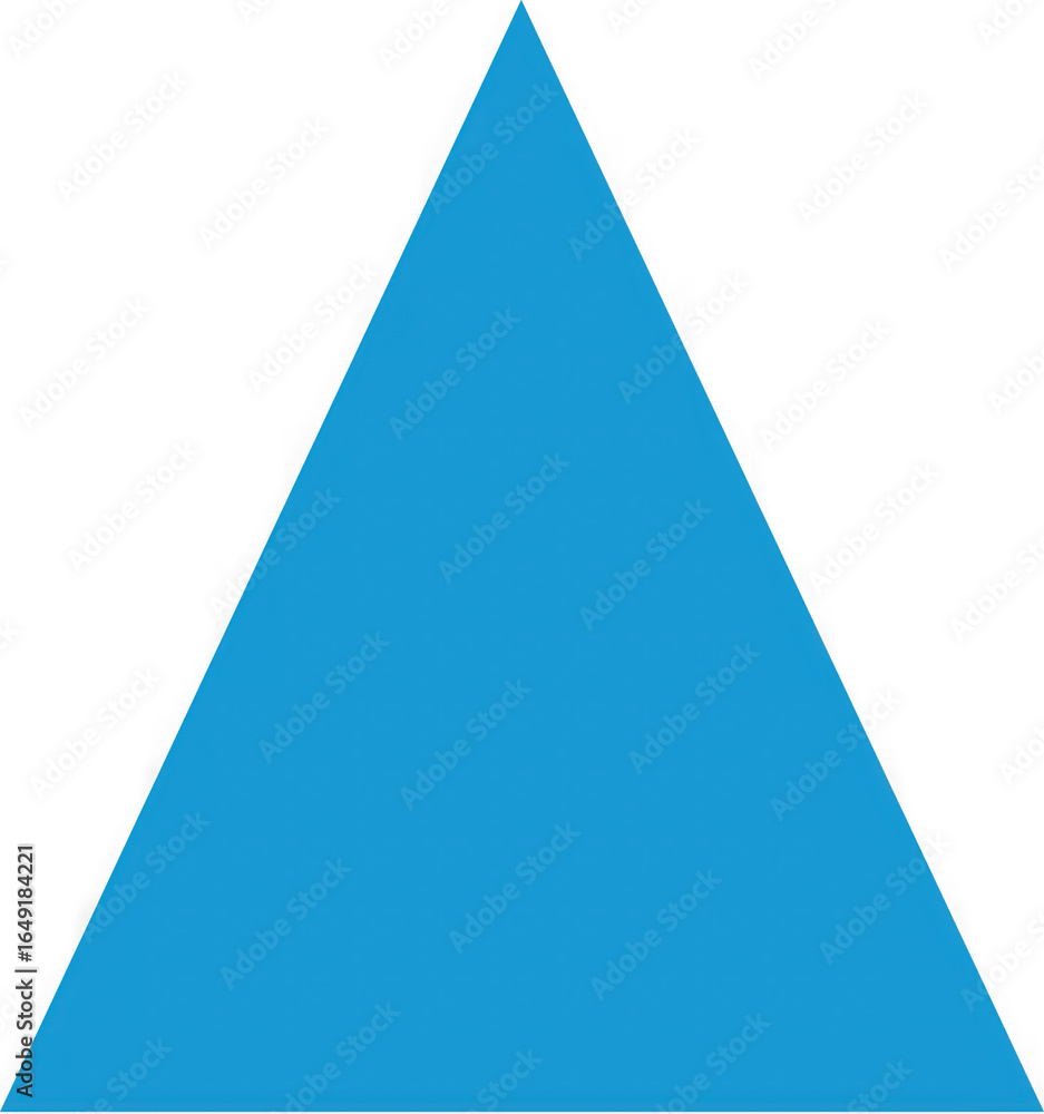Fototapete a bright blue equilateral triangle shape isolated on a transparent background representing geometry 