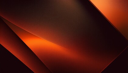 Fiery red brown burnt orange copper black abstract background. Geometric shape. Color gradient. 3d effect. Noise rough grungy grain. Neon light metallic. Design. Template. Web banner. Wide. Panoramic.
