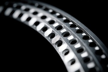 Close-up of a metal ring with a series of holes and ridges