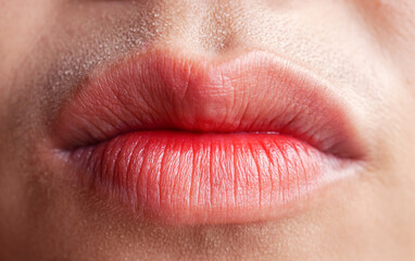 Sexy Mouth close-up. Beauty young woman Lips. lip filler injections. Fillers. Lip augmentation...