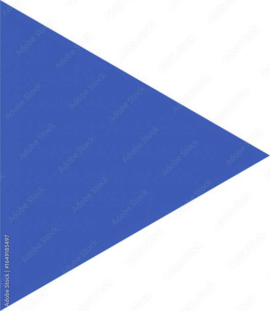 Poster a sharp geometric blue arrow shape pointing to the right on a clean transparent background isolated 