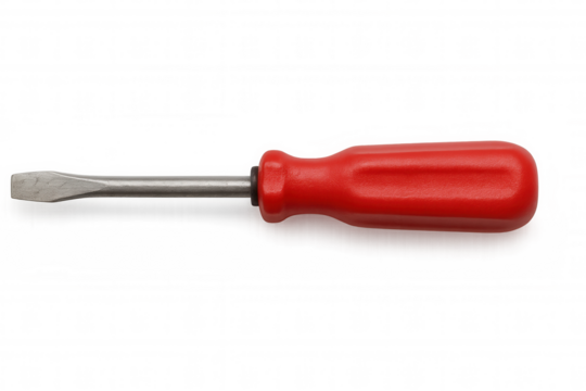 Red screwdriver isolated against a transparent background, perfect for enhancing diy and construction projects with reliable functionality