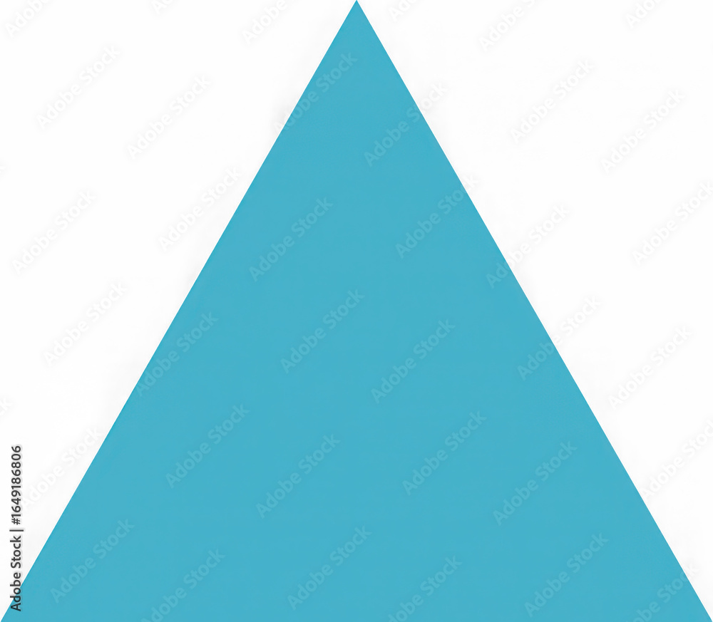 Poster a simple bright blue equilateral triangle shape isolated on a stark black background with a transpar