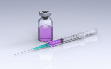 3d render of a ampoule and vaccine syringe