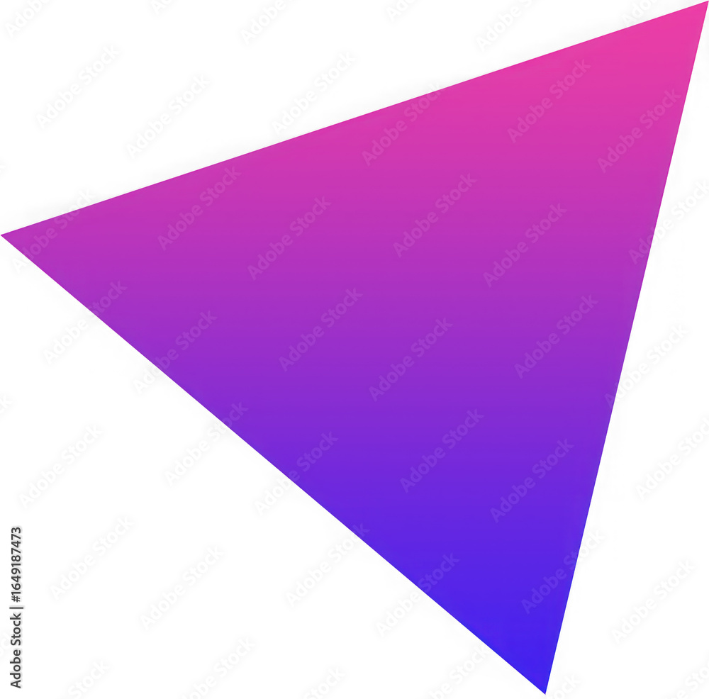 Poster vibrant gradient triangle with smooth color transition from pink to purple isolated on transparent b