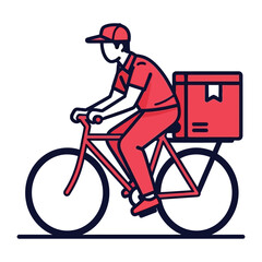 Delivery on the Go: An illustration of a delivery person swiftly cycling on a bicycle, symbolizing efficiency, reliability, and rapid service.