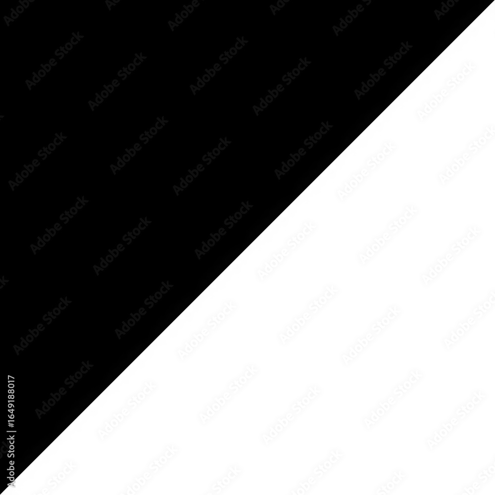 Poster abstract geometric diagonal division of black and white color fields isolated on transparent backgro