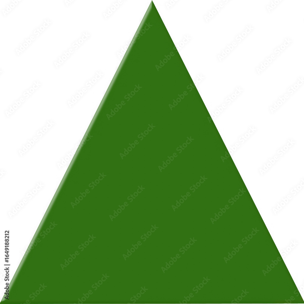 Poster a simple geometric green triangle shape with subtle shading and highlights isolated on transparent b