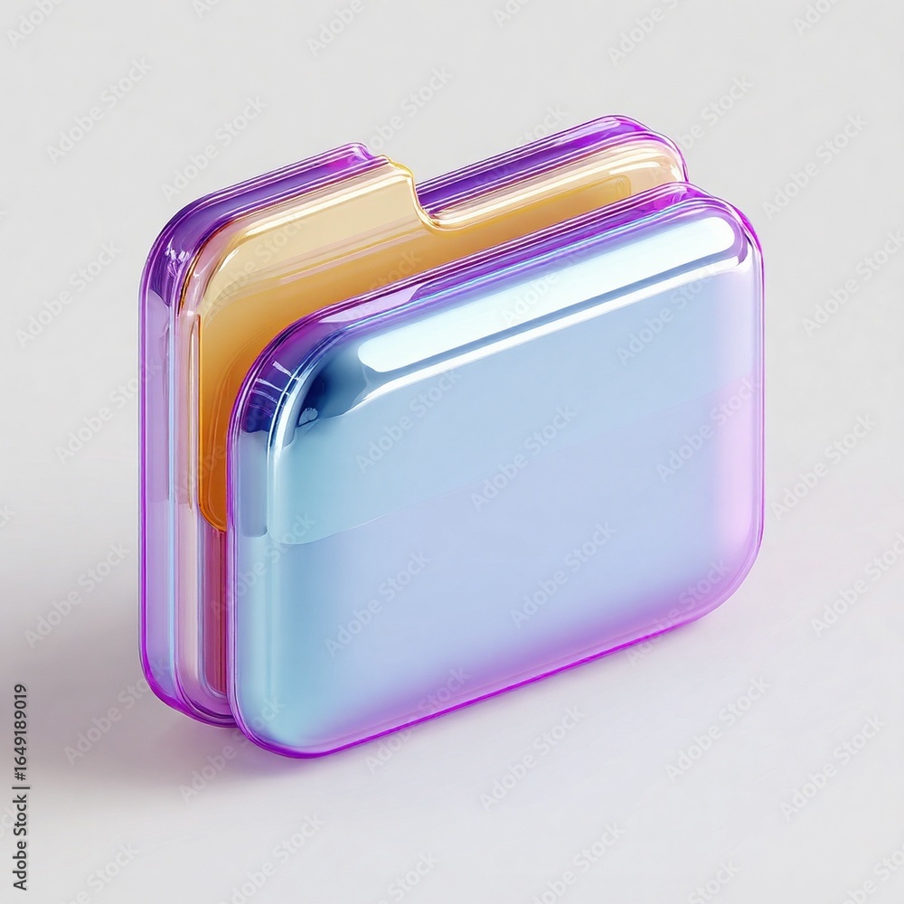 Fototapete 3d rendering of gradient purple square file folder button isolated on grey background