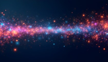 Fototapeta premium Digital transformation concept with pixelated shapes dissolving into data streams, vibrant colors.