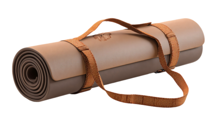 Rolled Yoga Mat with Strap for Fitness and Exercise Classes