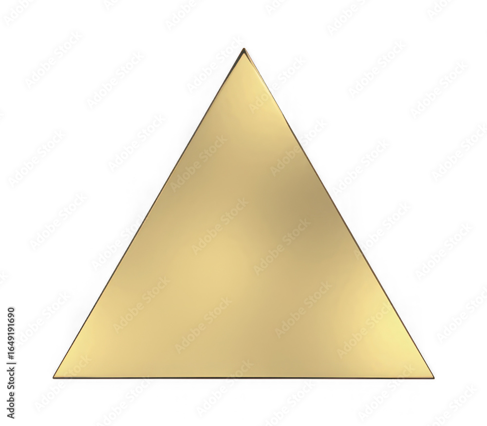 Poster golden triangle geometric shape with subtle texture isolated on transparent background