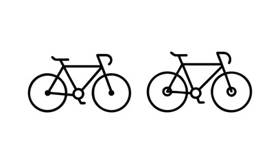 Obraz premium Two simple black line art bicycles side by side on white background