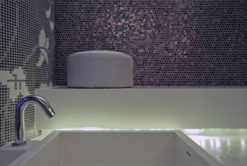Foot feet bath massage tub inside thermal suite in spa wellness area onboard luxury cruiseship...
