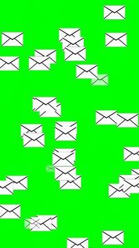 Animation Message envelope Icon Moving Up on Green Screen Vertical 4K